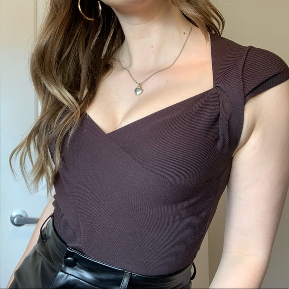 Vintage Tops - Vintage Brown Cap Sleeve Top